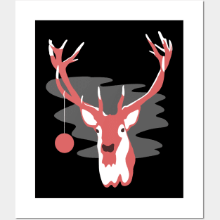 Abstract Minimal Christmas Deer (Reindeer) Posters and Art